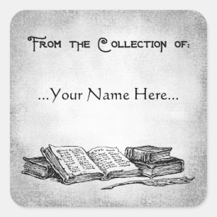 From the Collection of Books Quill Editable Label