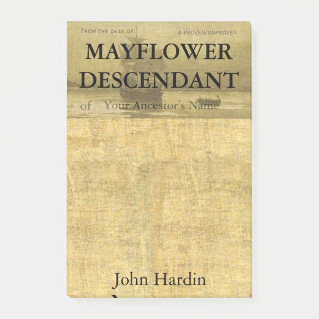 From the Desk of a Mayflower Descendant Post-it Notes (Front)