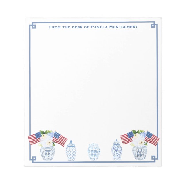 From The Desk Of | All-American Chinoiserie Chic Notepad (Front)