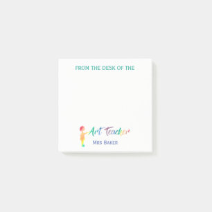 From The Desk Of Art Teacher Personalized Rainbow Post-it Notes