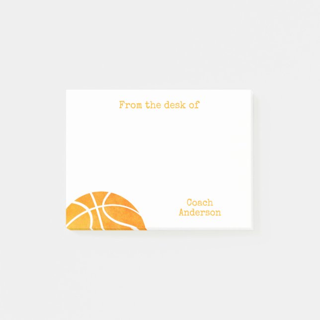 From The Desk of Basketball Coach Personalized Post-it Notes (Front)