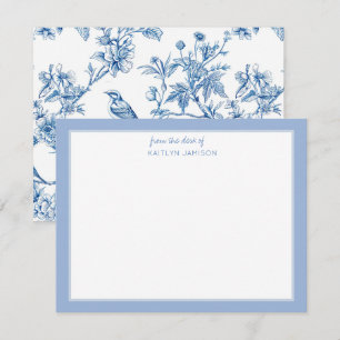 From the Desk Of Blue Chinoiserie Floral Note Card