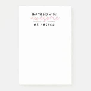 From the desk of bright fun teacher gift pink post-it notes