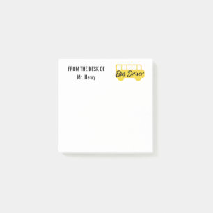 From The Desk Of Bus Driver Personalized Yellow Post-it Notes