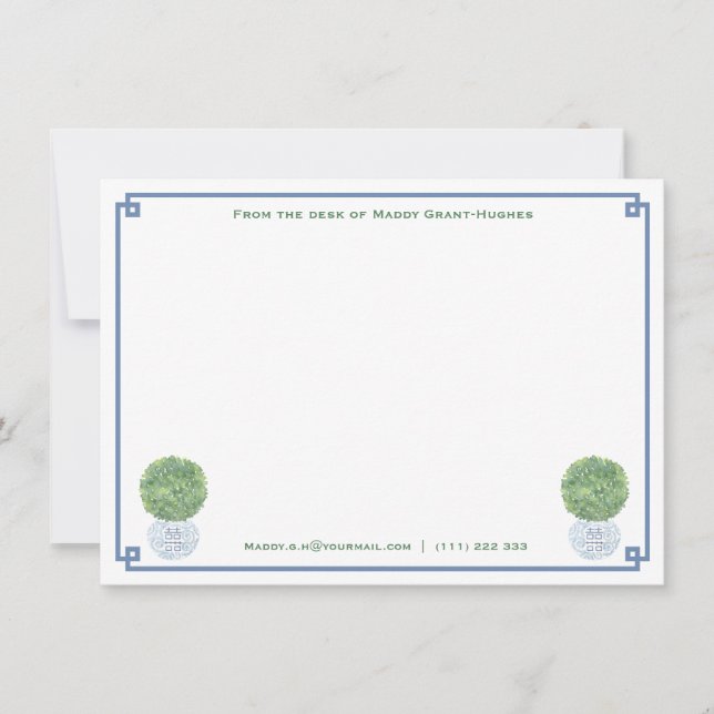 From The Desk Of | Classic Personalized Stationery Card (Front)