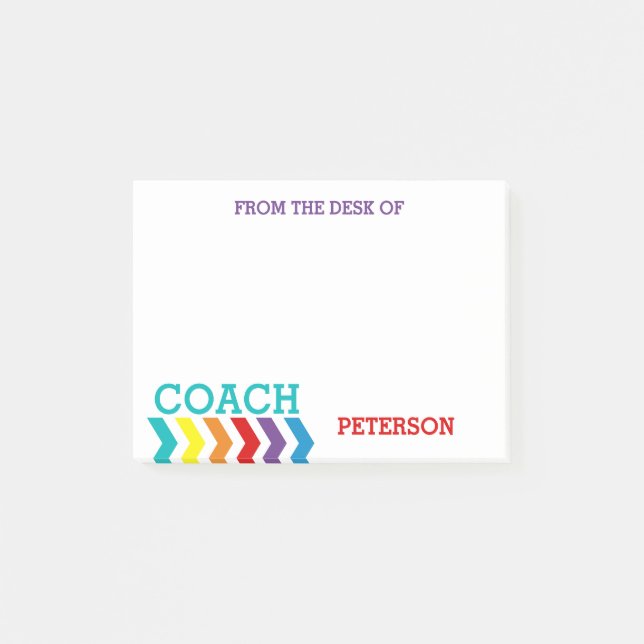 From The Desk Of Coach Feminine Chevron Rainbow Post-it Notes (Front)