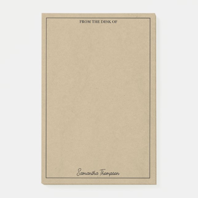 From The Desk Of Custom Office Stationery Kraft Post-it Notes (Front)