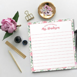 From The Desk Of Cute Girly Floral Pattern Notepad