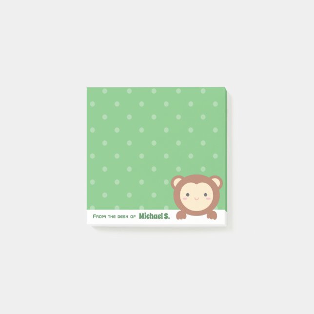 From the Desk of Cute Kawaii Cartoon Monkey Post-it Notes (Front)
