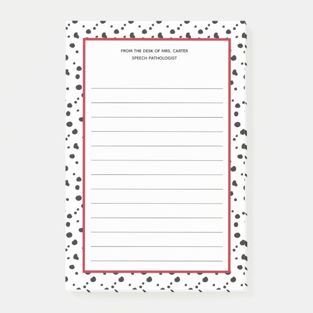 From the Desk of | Dalmatian School Mascot Post-it Notes (Front)