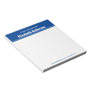 From the Desk of Deep Blue and White Notepad