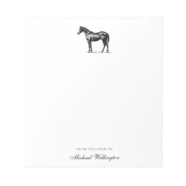 From The Desk Of | Elegant Horse Equestrian Name Notepad (Front)