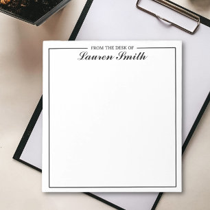 From The Desk Of Elegant Minimalist Black Script Notepad