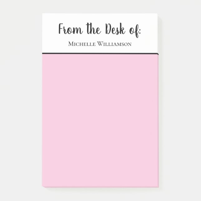 From the Desk of Elegant Typography Cute Pink Post-it Notes (Front)