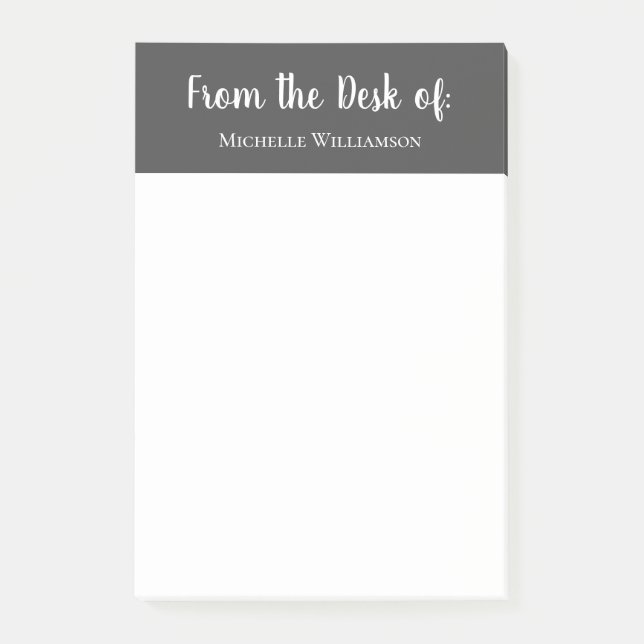 From the Desk of Elegant Typography Simple Grey Post-it Notes (Front)
