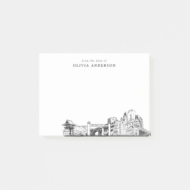 From the Desk of Fort Worth Skyline Personalized Post-it Notes (Front)