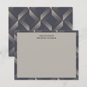 From The Desk Of Geometric Black Gray Pattern Flat Card