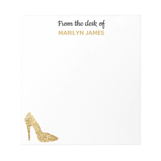 From The Desk of Gold Sequin High Heel Fashionista Notepad (Front)