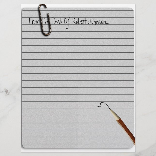 From The Desk Of ?? Lined Paper Stationery (Front)
