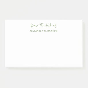 From The Desk Of Modern Minimalist Sage Green Post-it Notes