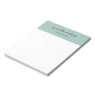 From The Desk of Monogram Script Green Colour Bloc Notepad