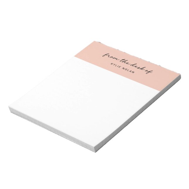 From The Desk of Monogram Script Pink Colour Block Notepad (Rotated)