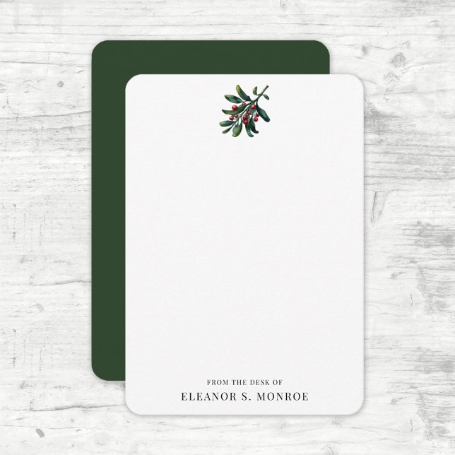 From The Desk Of Name Holiday Mistletoe Note Cards (Creator Uploaded)