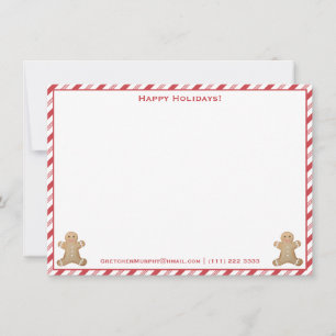 From The Desk Of   Peppermint Stripes Gingerbread Holiday Card