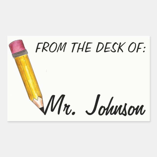 From the Desk of Personalized School Teacher Sticker (Front)