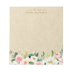 From The Desk Of Pink Watercolor Floral & Kraft Notepad