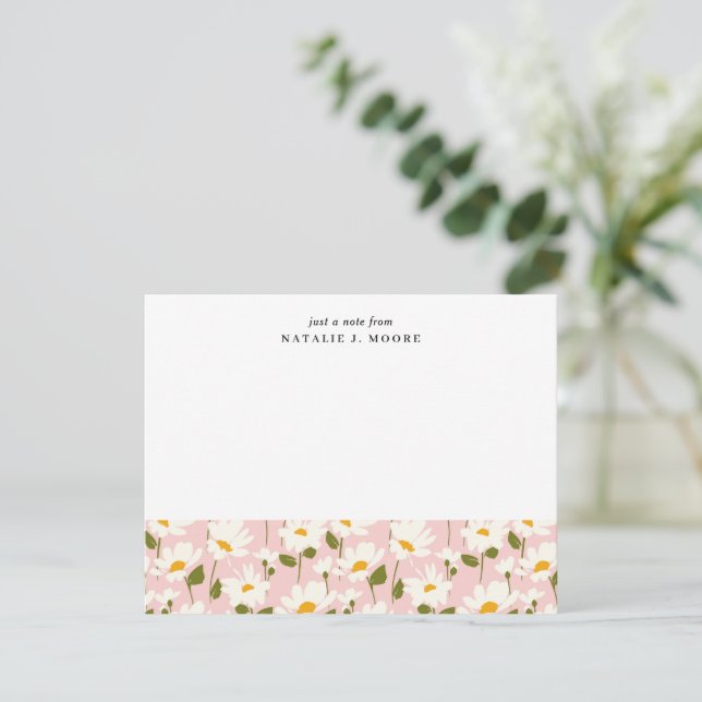 From The Desk Of Pink White Daisy Flower Pattern Card (Standing Front)
