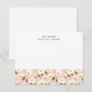 From The Desk Of Pink White Daisy Flower Pattern Card