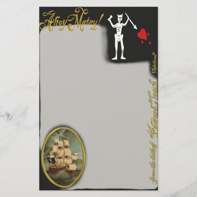 From the Desk of Pirate Edward Teach Stationery (Front)