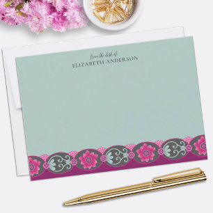 From the Desk of Pretty Teal Floral Card