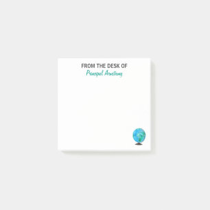 From The Desk of Principal Personalized Globe Post-it Notes