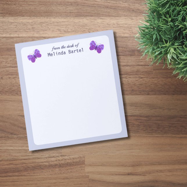 From The Desk Of Purple Butterflies Notepad (Purple butterflies notepad.)