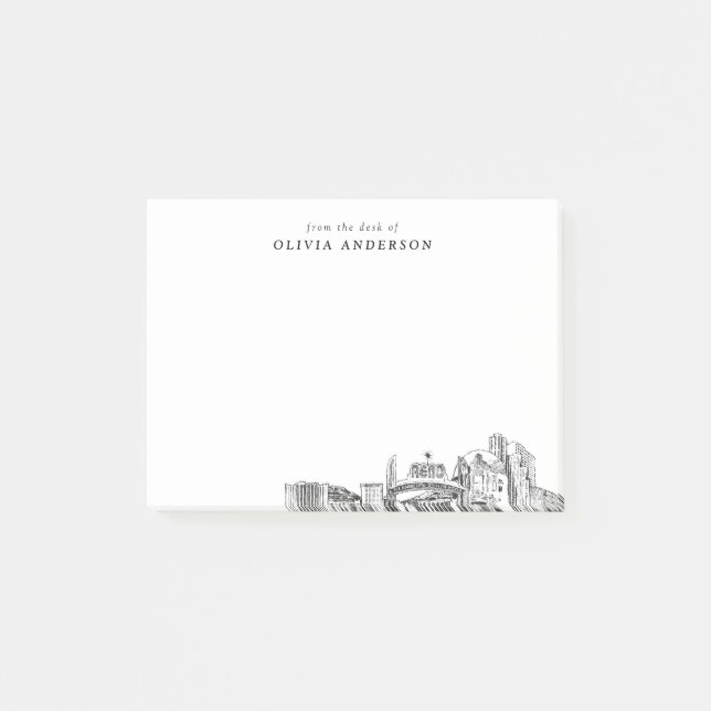 From the Desk of Reno Skyline Personalized Post-it Notes (Front)