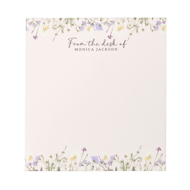 From the desk of rustic wildflowers notepad (Front)