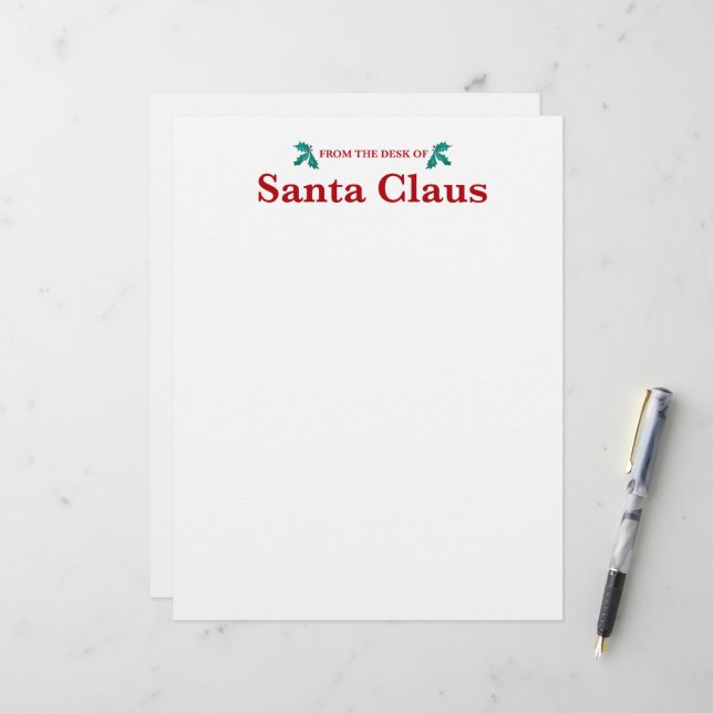From the Desk of Santa Claus Letterhead (Front/Back In Situ)