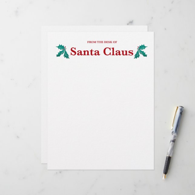 From the Desk of Santa Claus Letterhead (Front/Back In Situ)