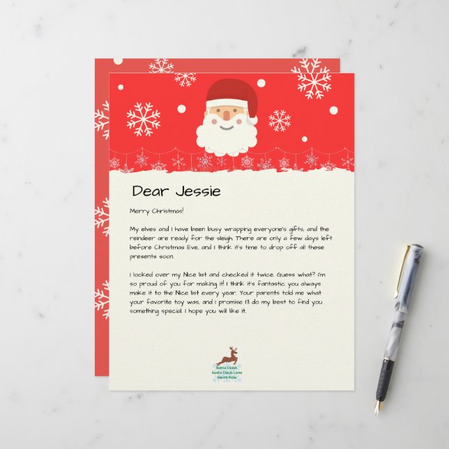 From The Desk of Santa|Custom Christmas Letter (Front/Back In Situ)