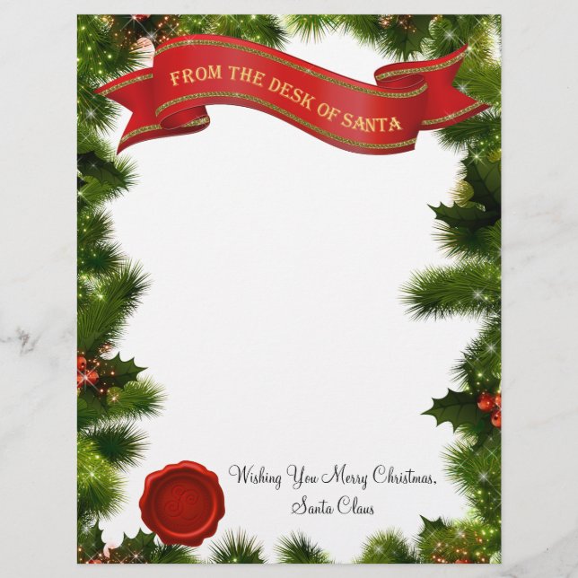 From the Desk of Santa Letter with Seal - editable (Front)
