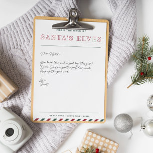 From the Desk of Santa's Elves Blank Christmas Letterhead