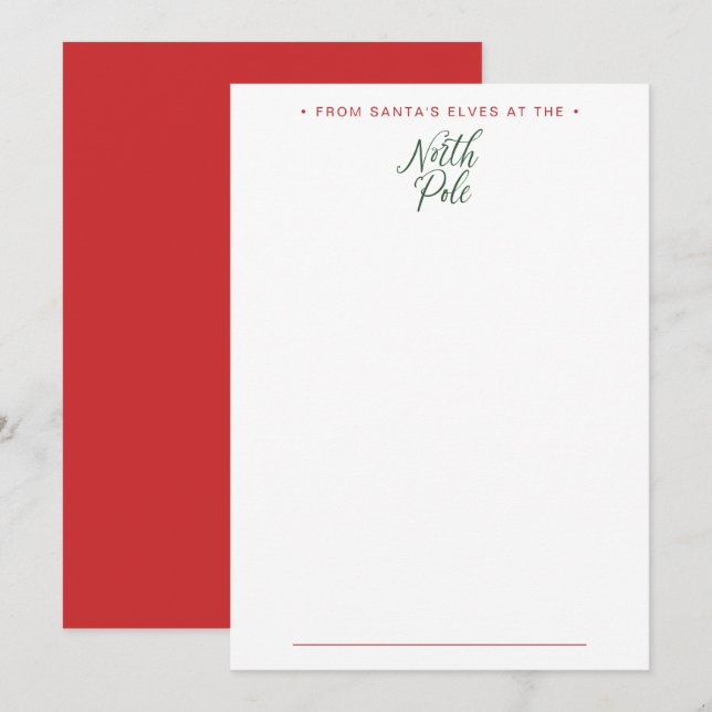 From the Desk of Santa's Elves Card from Elf (Front/Back)