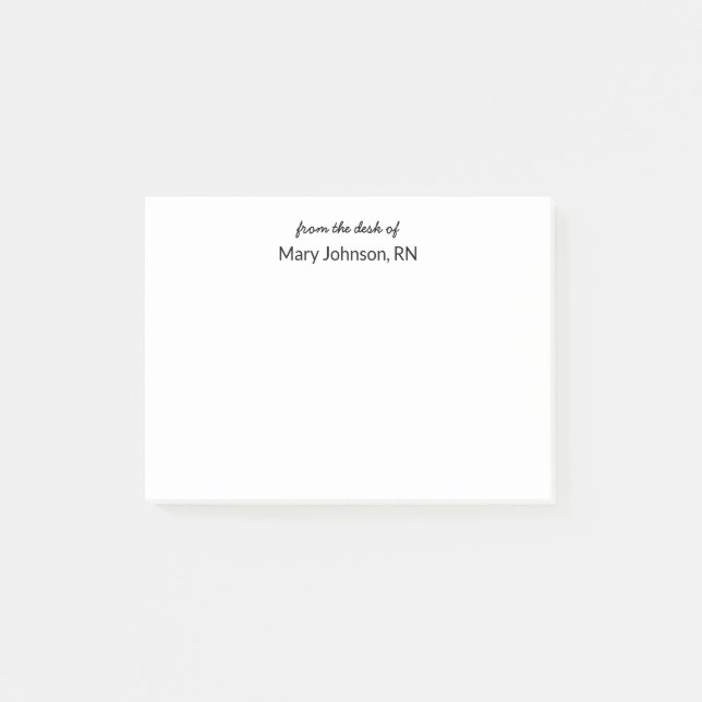 From the desk of script with Nurse Name Template Post-it Notes (Front)