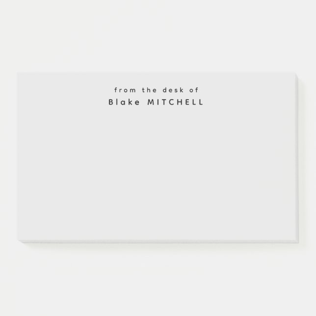 From The Desk of Simple Monogram Grey   Post-it Notes (Front)