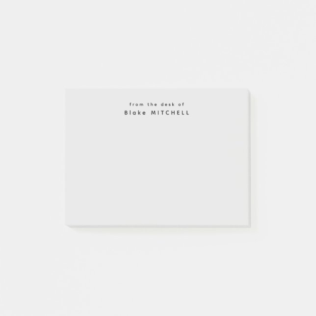 From The Desk of Simple Monogram Grey   Post-it Notes (Front)