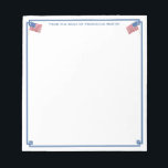 From The Desk Of | Smart All-American Personalized Notepad<br><div class="desc">A stylish notepad that you can personalize with your own text including a name. The design features a Greek Key corner border with watercolor USA flag images (these were originally handpainted by me before being scanned into digital form). . You can change the colour of the border (currently a mid...</div>