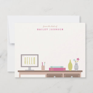 From the Desk of Stationery - Magenta Note Card