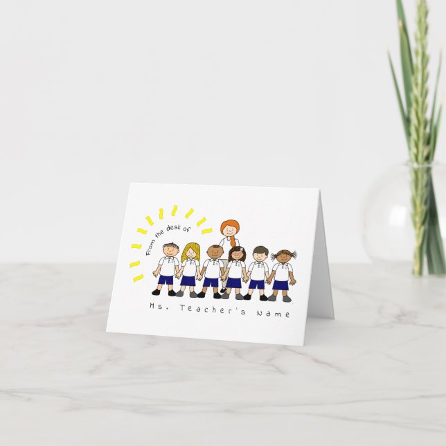 From the Desk of Teacher Cute Personalized Blank Thank You Card (Front)
